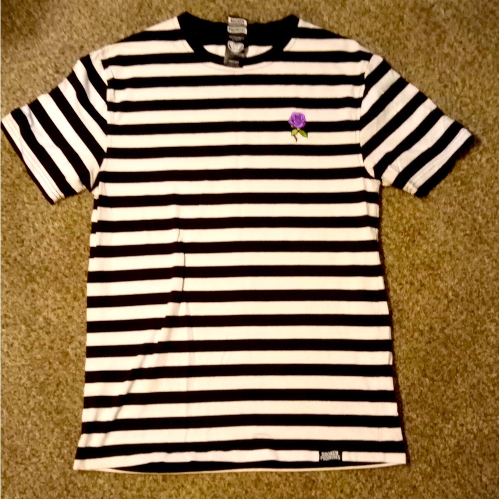 Broken Promises Shirt Striped with Purple Rose Logo